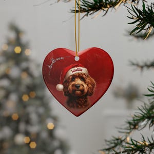 Red Golden Doodle, Personalized Heart Ornament | Sublimation Ceramic | Custom Pet Keepsake - Dog Lover Gift image 15
