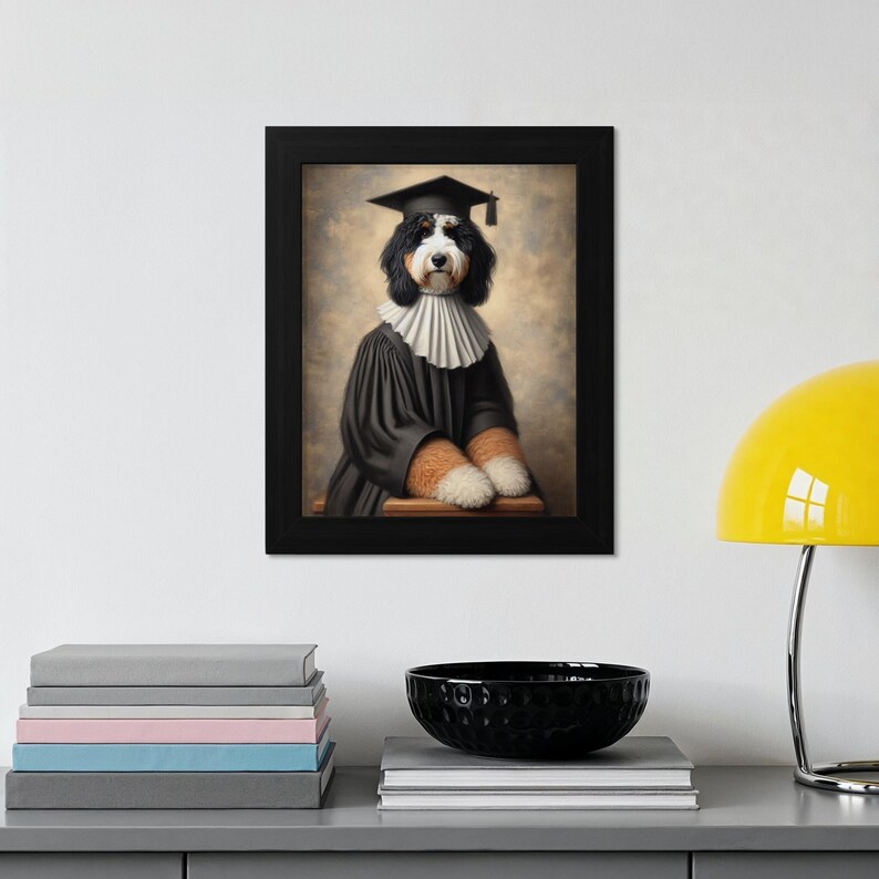 Graduation Dog Art Print, Academic Dog Portrait, Funny Pet Graduation Gift, Cute Pet Wall Art, Unique Dog Lover Gift Idea