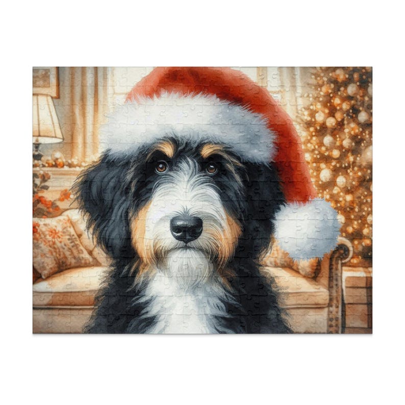 Puzzle di Natale Bernedoodle - 252 pezzi di divertimento a tema doodle, un puzzle divertente per adulti e bambini! Un regalo accogliente per le feste per gli amanti degli animali. immagine 5