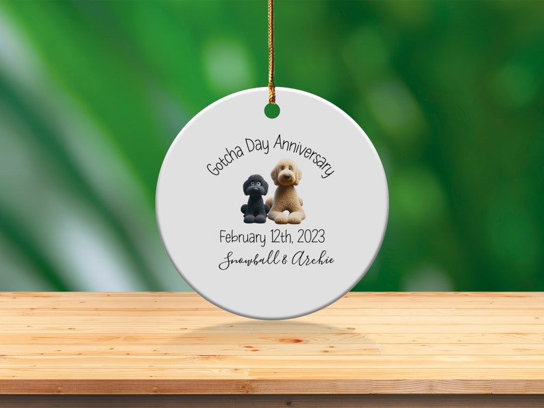 Dog Ornament Custom, Personalized Pet Adoption Keepsake | Ceramic Heirloom - Double Sided - 3 Inch Sublimation Decor image 8
