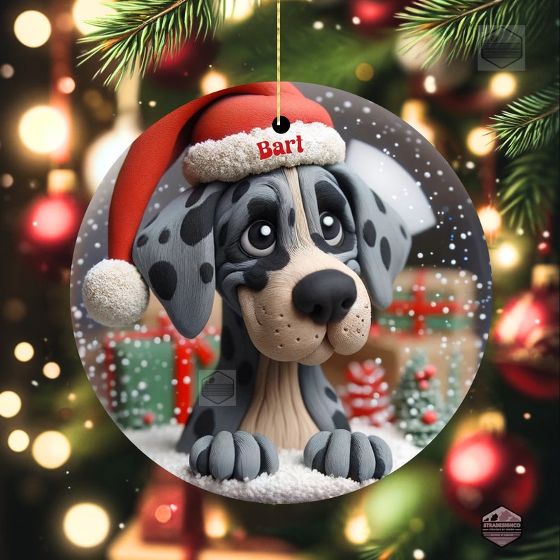 Merle Great Dane Clay Illustration Style Ornament