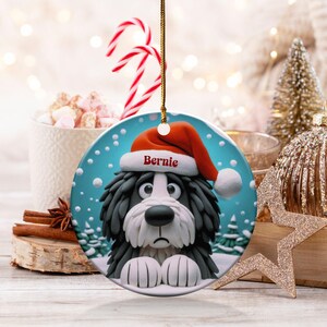 Bernedoodle Dog Art Christmas Ornament, Double Sided Keepsake | Sublimation Ceramic | Holiday Tree Decor, Gold String Hanging image 9