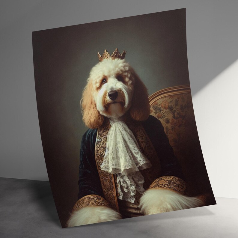 Custom Dog Portrait, Noble Dog Art, Royal Pet Painting, Pet Portrait, Personalized Pet Art, Unique Dog Lover Gift, Pet Memorial