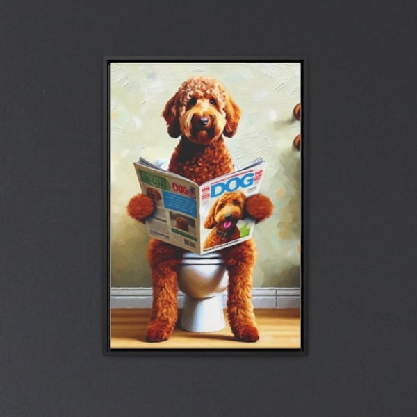 Doodle Toilet Pet Portrait, Bathroom Wall Art, Doodle On Toilet, Dog Toilet, Goldendoodle wall art, Goldendoodle On Toilet, Wall Art, Doodle