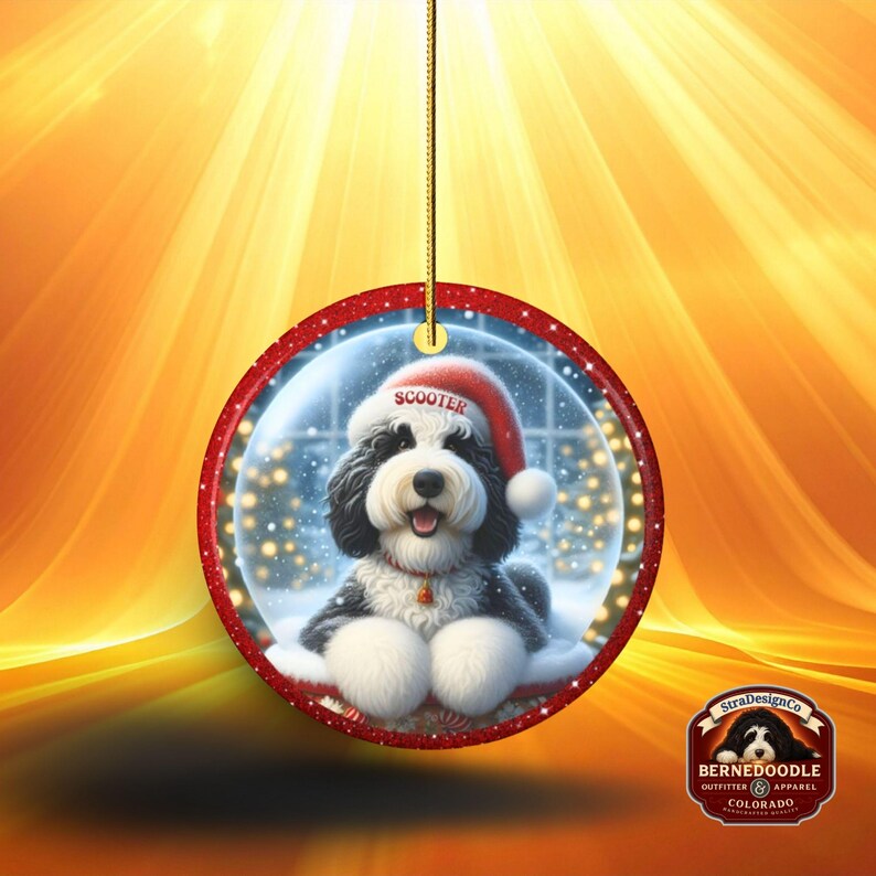 Custom Dog Ornament, Sheepadoodle Snow Globe Design (Sublimation, Ceramic) - Personalized Keepsake Gift, Holiday Tree Decor image 13
