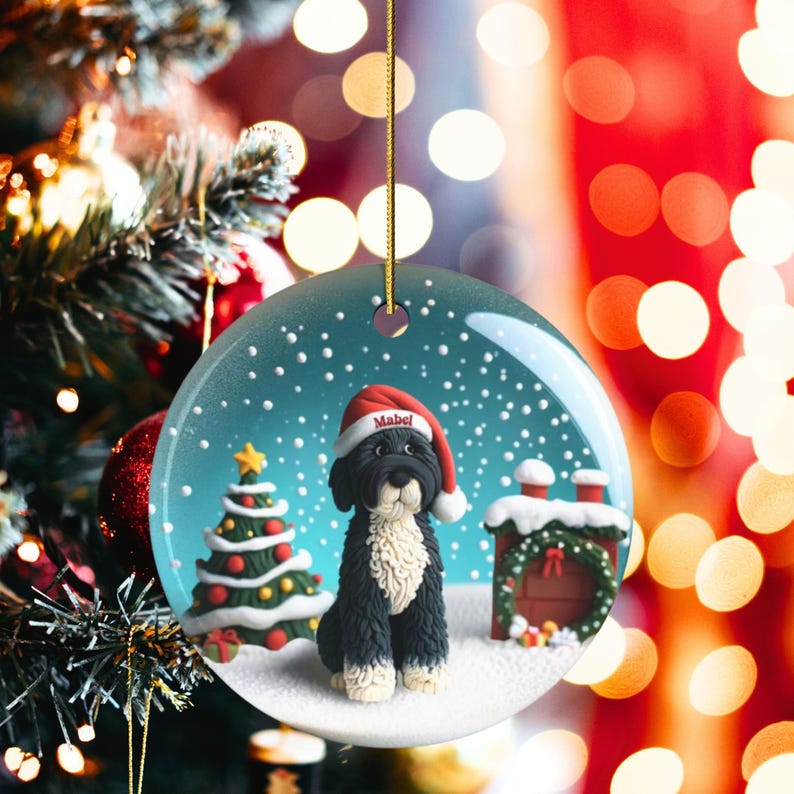 Bernedoodle Ornament, Custom Pet Christmas Decor | Sublimation | 3 Inch 2 Sided Ceramic Heirloom Gift For Dog Lover image 8