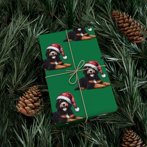 Bernedoodle Christmas Gift Wrap | Holiday Dog Wrapping Paper zdjęcie 10