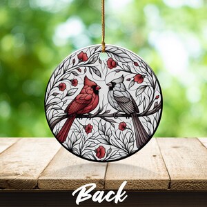 Cardinal Ceramic Ornament, Stained Glass Design image 8