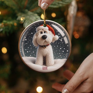 Bernedoodle Ornament, Personalized Custom Pet Keepsake | Ceramic | Double Sided Sublimation 2.76 Inch Gift image 2