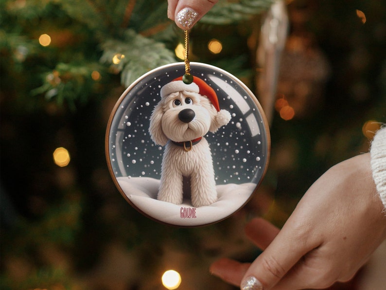 Bernedoodle Ornament, Personalized Custom Pet Keepsake | Ceramic | Double Sided Sublimation 2.76 Inch Gift image 2