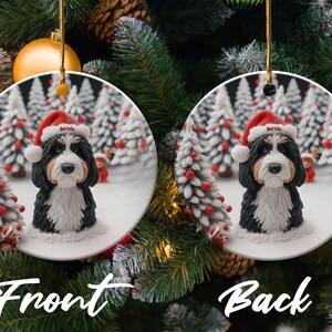 Bernedoodle Christmas Ornament, Two-Sided Doodle Decor | Sublimation Ceramic | Pet Owner Gift, Festive Holiday Keepsake image 4