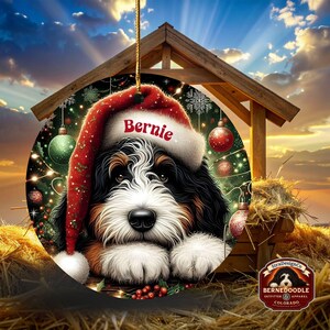 Adorno navideño de Bernedoodle para Papá Noel, recuerdo personalizado para perros / Cerámica por sublimación / Decoración navideña de doble cara de 7,6 cm imagen 19