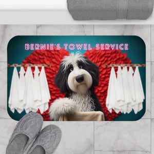 Bernedoodle Bath Mat - Personalized Bathroom Non-Slip Shower Mat image 7