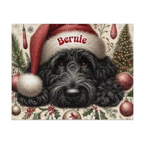 Rompecabezas navideño personalizado de perro Black Doodle, regalo festivo para mascotas imagen 3