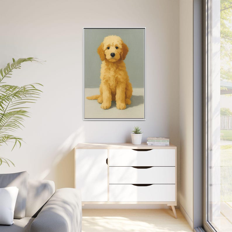 Goldendoodle Oil Painting Canvas Print: Framed Dog Wall Art image 3