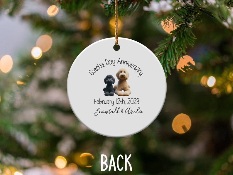 Dog Ornament Custom, Personalized Pet Adoption Keepsake | Ceramic Heirloom - Double Sided - 3 Inch Sublimation Decor image 4