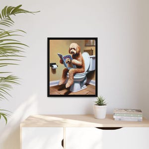 Funny Goldendoodle Toilet Canvas Art: Dog Lover Bathroom Decor image 8