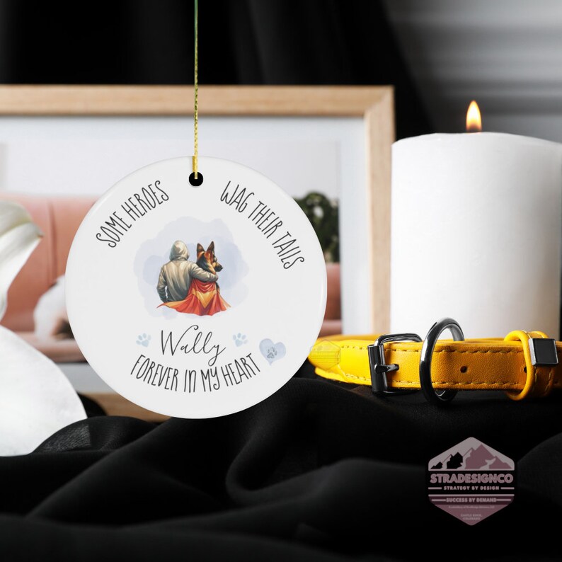 German Sheppard Best Friend - Mans Best Friend Memorial Ornament - Celebration of pet life, dog lover, pet lover, Police Officer, ceramic keep sake, ornament of love, dog memorial gift, cherrish pet life, cherish love, pet child, pet death, dead dogs