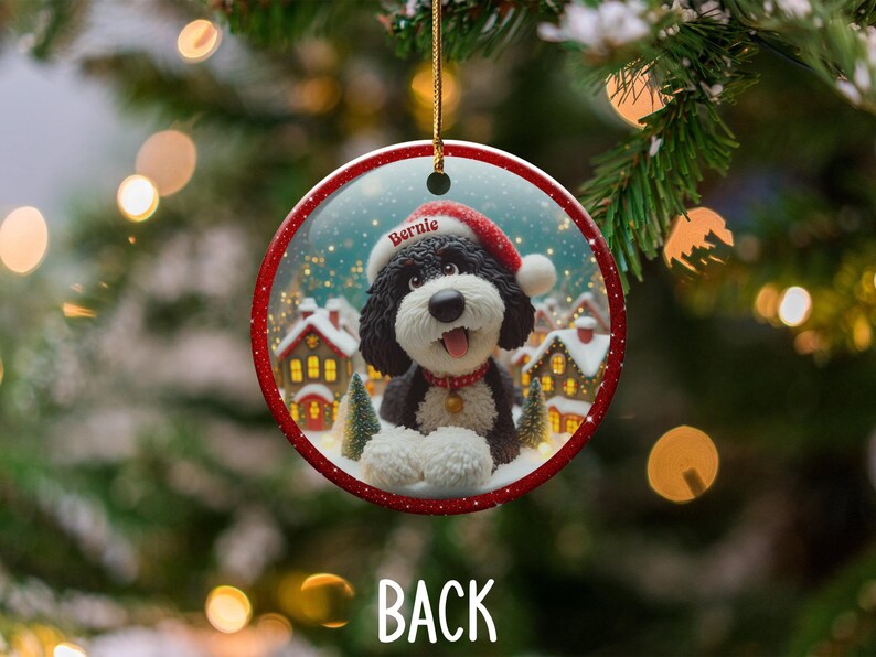 Custom Dog Christmas Ornament, Personalized Pet Holiday Decor, Dog Lover Gift, Santa Hat Pet Keepsake, Festive Pet Memory Ornament