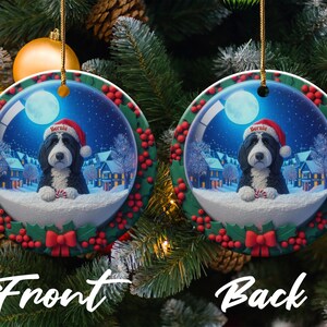Christmas Dog Ornament, Holiday Tree Decoration, Double Sided Festive Pet Ornament, Indoor Xmas Decor, Cute Animal Celebration