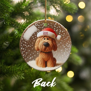 Bernedoodle Ornament, Personalized Custom Pet Name - Sublimation Print (Round Ceramic, Holiday Keepsake) image 5