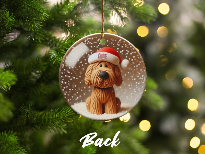 Bernedoodle Ornament, Personalized Custom Pet Name - Sublimation Print (Round Ceramic, Holiday Keepsake) image 5
