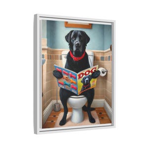 Funny Black Lab Canvas Print: Dog Magazine Bathroom Wall Art image 7