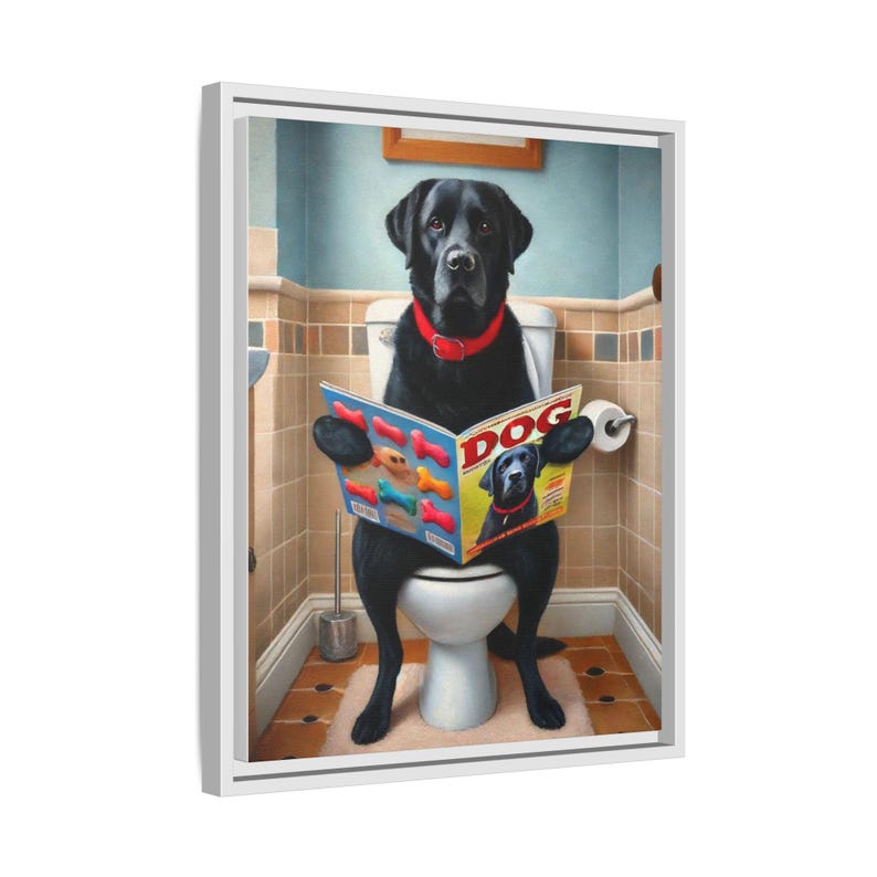 Funny Black Lab Canvas Print: Dog Magazine Bathroom Wall Art image 7