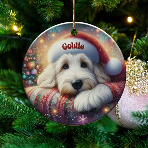 Custom Pet Ornament, Festive Goldendoodle Holiday Keepsake | Ceramic | 3 Inch Sublimation Print image 9