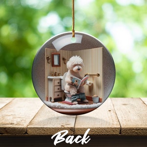 Funny Dog Toilet - Ceramic Ornament - Sublimation Print, Goldendoodle Restroom Keepsake image 4