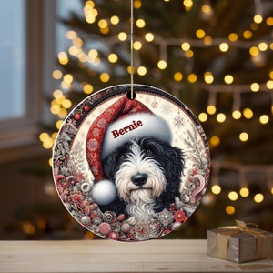Vintage look Bernedoodle Ornament