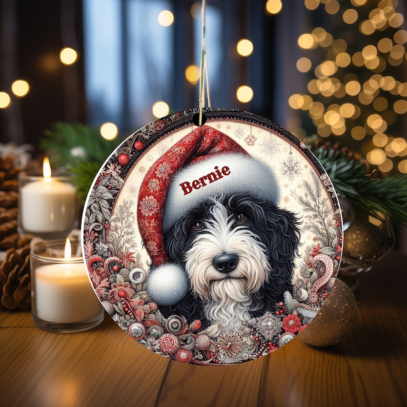 Vintage look Bernedoodle Ornament