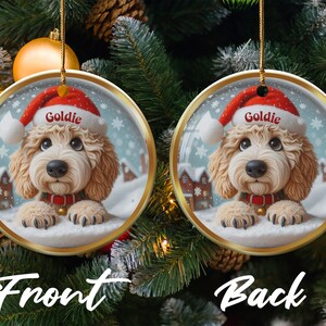 Personalized Dog Christmas Ornament, Custom Pet Name Decoration, Cute Puppy Holiday Gift, Festive Tree Decor, Double-Sided Print Ornament