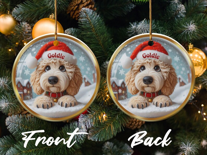 Personalized Dog Christmas Ornament, Custom Pet Name Decoration, Cute Puppy Holiday Gift, Festive Tree Decor, Double-Sided Print Ornament