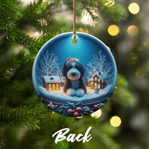 Dog Christmas Tree Ornament, Holiday Dog Decoration, Pet Lover Gift, Festive Dog Ornament, Winter Dog Scene, Seasonal Decor
