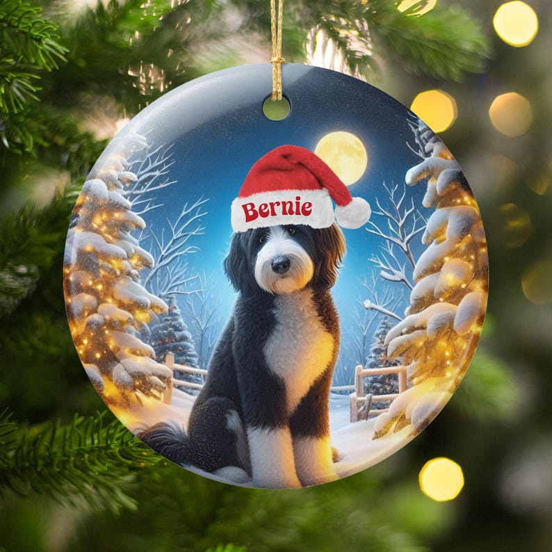 Christmas Dog Ornament, Personalized Pet Keepsake, Custom Pet Memorial, Holiday Tree Decoration, Unique Pet Lover Gift