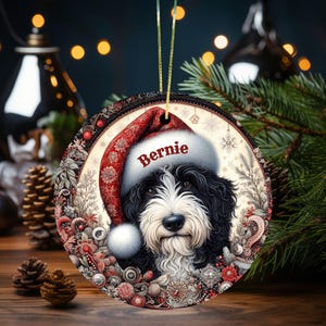 Vintage look Bernedoodle Ornament