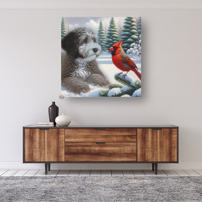 Goldendoodle canvas art, dog portrait wall art, goldendoodle decor, large canvas print, pet lover gift, gentle dog gaze art, 6x6 to 36x36 portrait, cotton fabric artwork, home decor canvas, animal art prints, detailed dog painting, goldendoodle lover