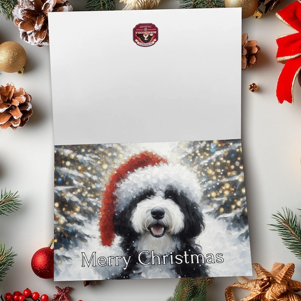 Christmas Bernedoodle Greeting Card and Envelopes - Spread Holiday Cheer By Showcasing Your Doodle!