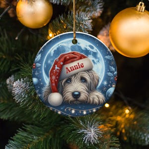 Personalized Dog Christmas Ornament, Custom Name Dog Ornament, Dog Lover Gift, Christmas Tree Decoration, Holiday Pet Ornament