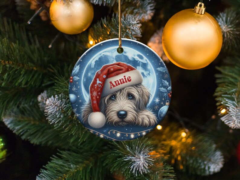 Personalized Dog Christmas Ornament, Custom Name Dog Ornament, Dog Lover Gift, Christmas Tree Decoration, Holiday Pet Ornament