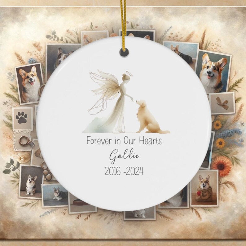 Personalized Golden Retriever Memorial, Watercolor Design Ornament, Dog Name Gift, Personalized Pet Tribute Gift, Golden Ornament, Pet Loss