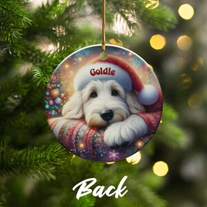 Custom Pet Ornament, Festive Goldendoodle Holiday Keepsake | Ceramic | 3 Inch Sublimation Print image 5