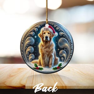Golden Retriever Christmas Ornament, Holiday Tree Decor | Sublimation Flat Ceramic | Two Sided Print, Pet Lover Gift image 8