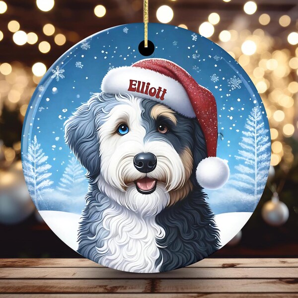 Personalized Merle, Bernedoodle Ornament | Sublimation Ceramic | Dog Lover Keepsake