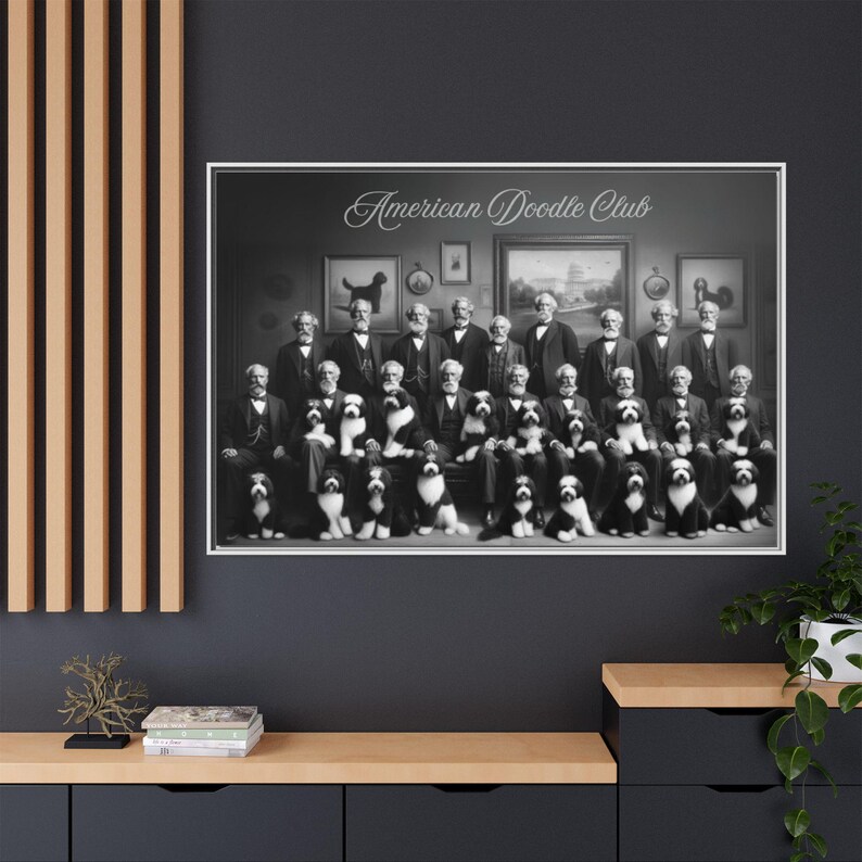 Vintage Bernedoodle Canvas Art: 1800s American Doodle Club Style image 1
