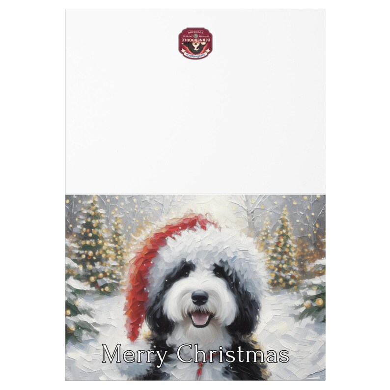 Cute Dog with Santa Hat Christmas Card, Winter Wonderland Holiday Greeting Card, Festive Dog Christmas Card with Merry Christmas