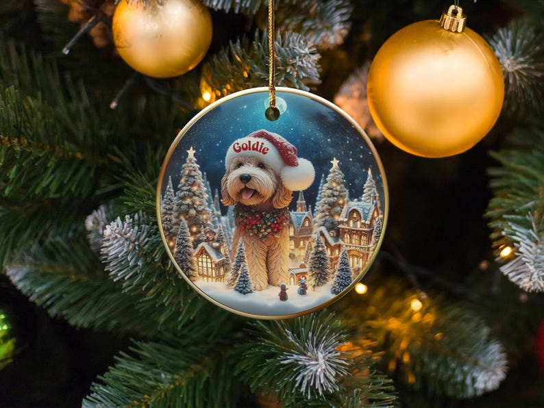 Christmas dog ornament, holiday decoration, personalized pet ornament, custom dog gift, festive tree decor, dog lover gift