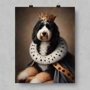 Royal Dog Art, Vintage Dog Portrait, Dog Wall Art, Pet Lover Gift, Dog Royalty Print, Crowned Dog Art, Monarch Pet Poster
