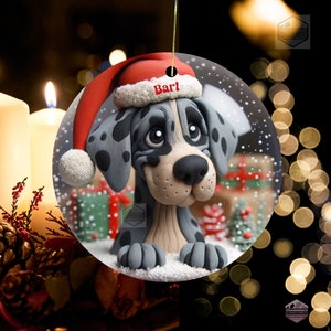 Merle Great Dane Clay Illustration Style Ornament